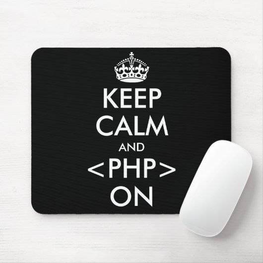 Kalm houden en PHP op Mousepad houden | Geeky humo Muismat (Met muis)