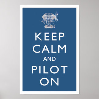 Kalm houden en Pilot op Steampunk Dirigide - Blauw Poster