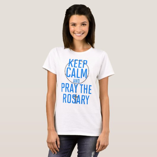 Kalm houden en Rosary bidden T-shirt (Voorkant volledig)
