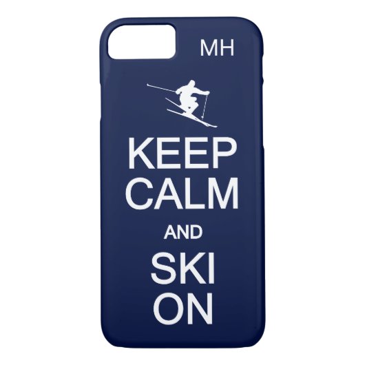 Kalm houden en skiën op aangepaste monogram-hoesje Case-Mate iPhone case (Achterkant)