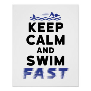 Kalm houden en Swim Fast Funny Shark Fin Perfect Poster