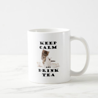 kalm houden en thee kitten drinken koffiemok