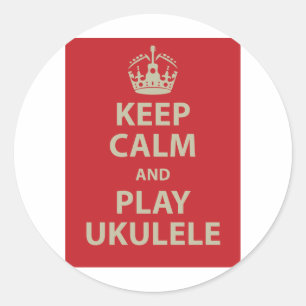 Kalm houden en Ukulele afspelen Ronde Sticker