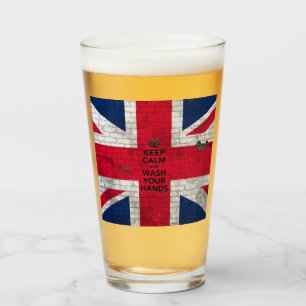 "Kalm houden en uw handen wassen" bier Glas