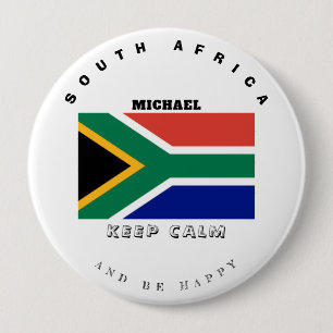 Kalm houden en vlag Zuid-Afrika Ronde Button 4,0 Cm