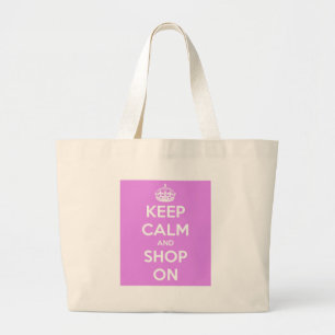 Kalm houden en winkelen in roze grote tote bag