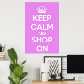 Kalm houden en winkelen op roze Poster (Thuiskantoor)