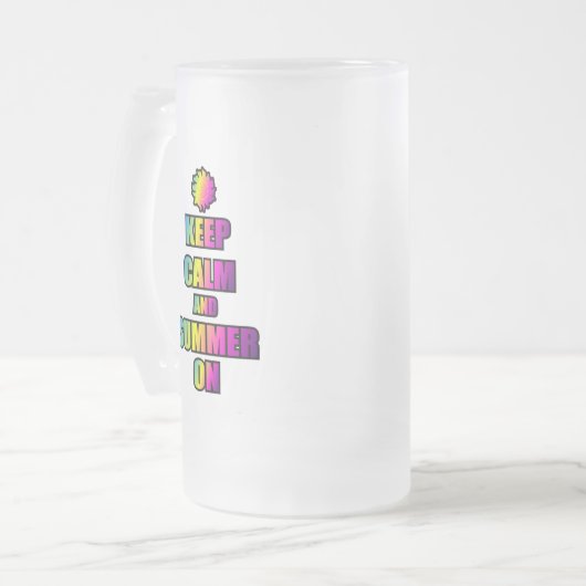 Kalm houden en zomer aan matglas bierpul (Voorkant links)