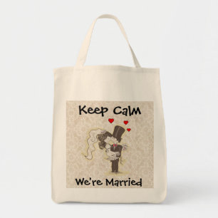 Kalm houden We zijn getrouwd bruiloft. Tote Bag
