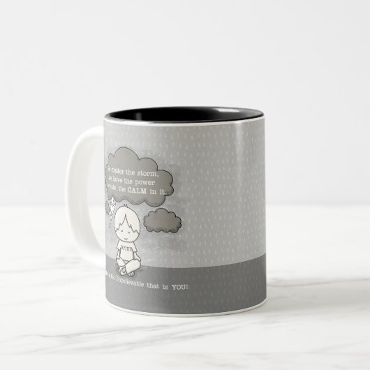 Kalm in het Storm Tweekleurige Koffiemok (Voorkant links)