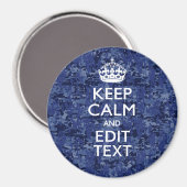 Kalm Jouw tekst houden op Blue Digital Camouflage Magneet (Voorkant / Achterkant)