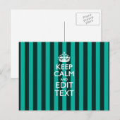 Kalm Jouw tekst houden op Turquoise Stripes Decor Briefkaart (Voorkant / Achterkant)