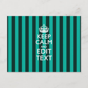 Kalm Jouw tekst houden op Turquoise Stripes Decor Briefkaart