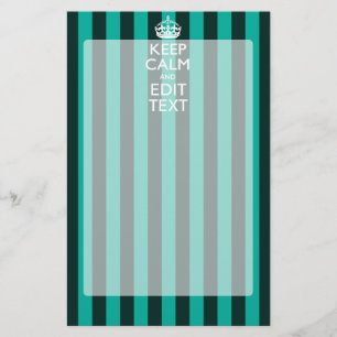 Kalm Jouw tekst houden op Turquoise Stripes Decor Briefpapier