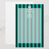 Kalm Jouw tekst houden op Turquoise Stripes Decor Briefpapier (Voorkant / Achterkant)