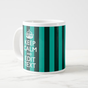 Kalm Jouw tekst houden op Turquoise Stripes Decor Jumbo Beker