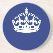 Kalm kroonkroon houden op blauw marinekleur zandsteen onderzetter (Voorkant)