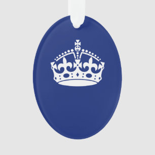 Kalm kroonpictogram op marineblauw houden ornament