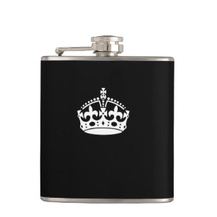 Kalm kroonplaat houden op Solid Black Heupfles