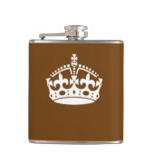 Kalm kuit op bruin houden heupfles (Voorkant)