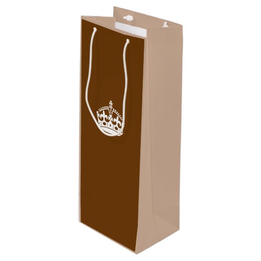 Kalm kuit op chocolade bruin houden wijn cadeautas (Voorkant Gekanteld)