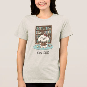 Kalm Lezende Poedel Liefhebber Witte Hond Kleurrij Tri-Blend Shirt