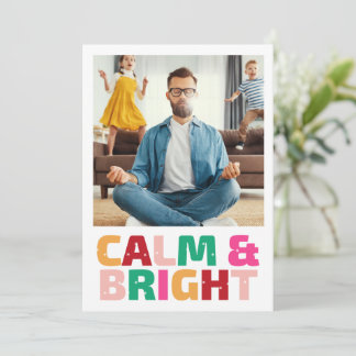 Kalm & Lichtgekleurde Grappige Familie Foto Kerstk Feestdagenkaart