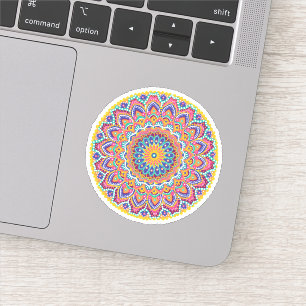 Kalm Mooie Kleurrijke Bloemen Mandala Sticker