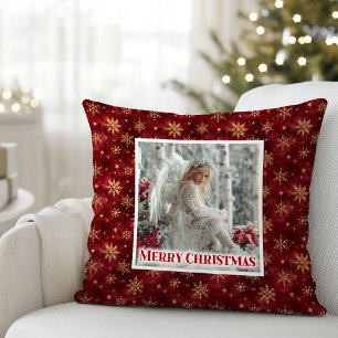 Kalm Rode Gouden Engel Cozy Kerstcadeau Kussen