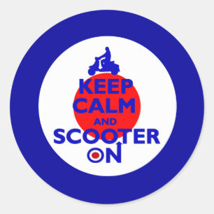 Kalm-scooter houden op doel Mod Ronde Sticker