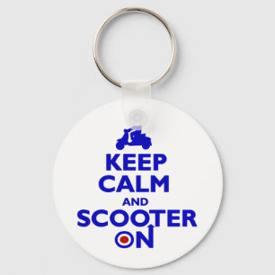 Kalm scooter op (blauw) Sleutelhanger houden