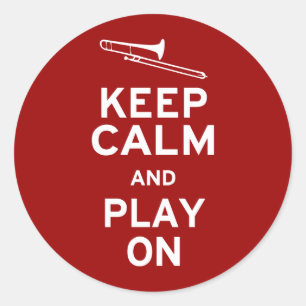 Kalm trombone houden ronde sticker