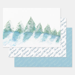 Kalm Vredig Winter Woud Aquarel Schrift Inpakpapier Vel