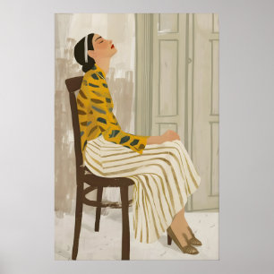 Kalm Vrouw Kunstprint Minimalistische Kleurrijke T Poster