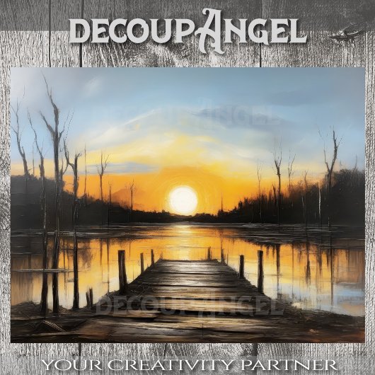 Kalm water bij zonsondergang - Decoupage - Tissuepapier