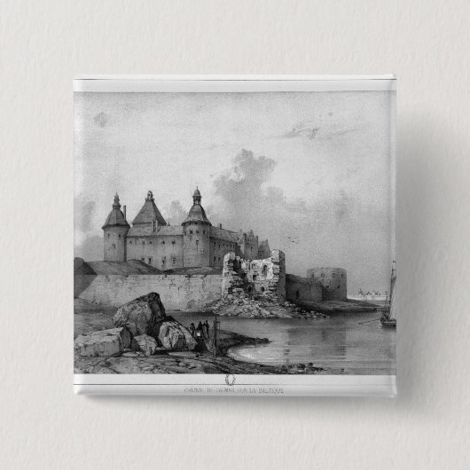 Kalmar Castle Vierkante Button 5,1 Cm (Voorkant)