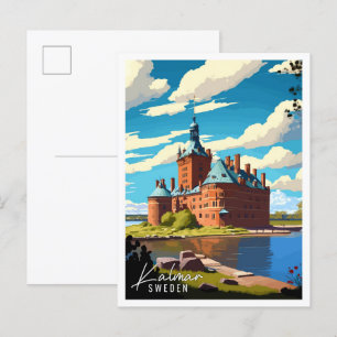 Kalmar Zweden vintage reisillustratie Pos Briefkaart