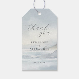 Kalmblauwe Aquarel Golven Cadeaulabel