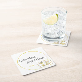Kalme geest vreugdevol hart Boeddha Quote Vierkante Kartonnen Onderzetter