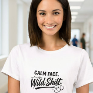 Kalme Gezicht Wilde Shift Frontlijn Vrouw Verpleeg T-shirt