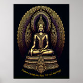 Kalme gouden Boeddha in meditatie, Poster (Voorkant)