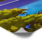 Kalme nachtelijke hemel, sterren, Lake Retro schil Poster (Hoek)