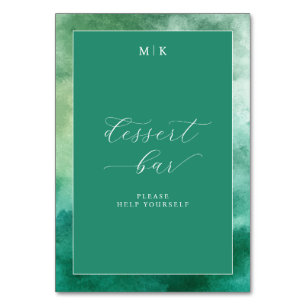 Kalmerend groen aquarel dessertbar bord kaart