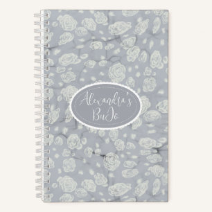 Kalmerend Stofblauw Bullet Journal met Witte Rozen Notitieboek