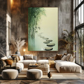 Kalmerende Bamboo Forest en Stone Path Poster