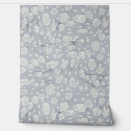 Kalmerende Blauwe Bloemenwateren Baby kwekerij Behang