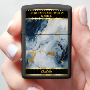 Kalmerende blauwe en gouden marmeren aderen