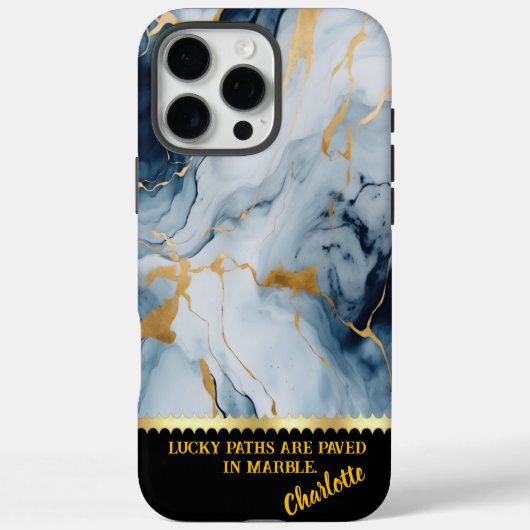 Kalmerende blauwe en gouden marmeren aderen Case-Mate iPhone case (Achterkant)