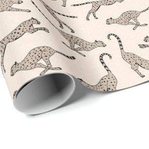 Kalmerende cheeta luipaard neutraal warm beige crè cadeaupapier