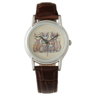 Kalmerende katten kijken horloge